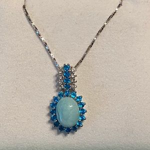 NWOT LARIMAR APATITE W ZIRCON STERLING NECKLACE